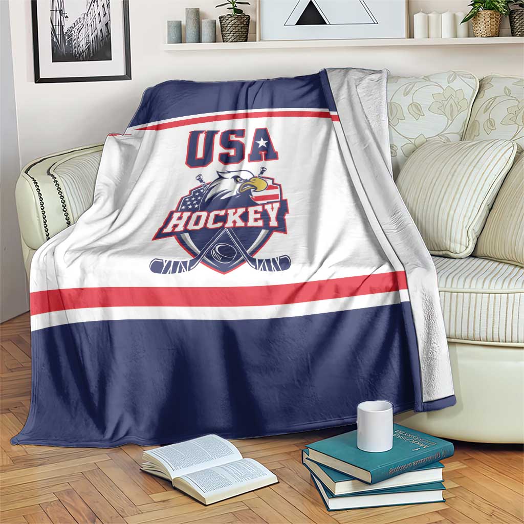 USA Ice Hockey Blanket American Eagle Spirit White Version