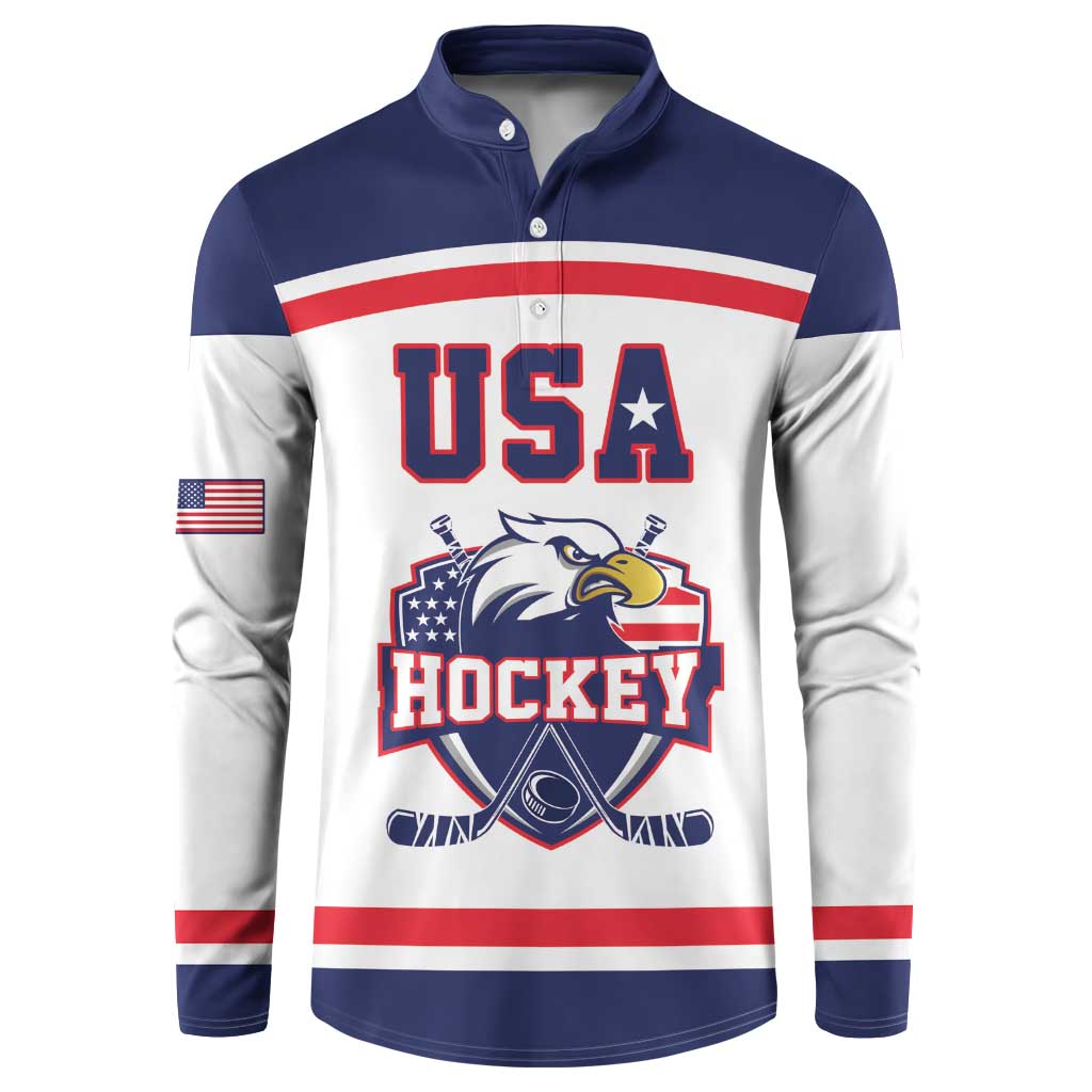 USA Ice Hockey Custom Button Sweatshirt American Eagle Spirit White Version