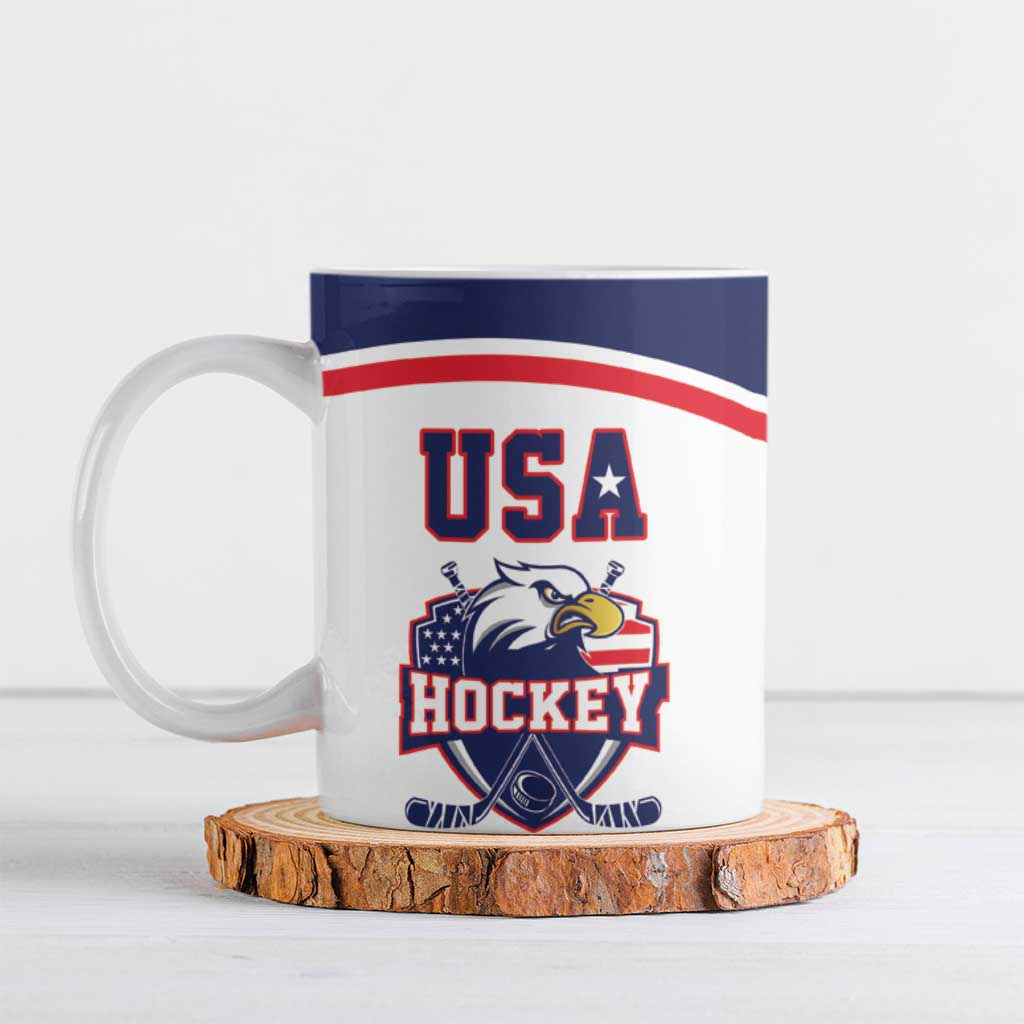 USA Ice Hockey Custom Ceramic Mug American Eagle Spirit White Version