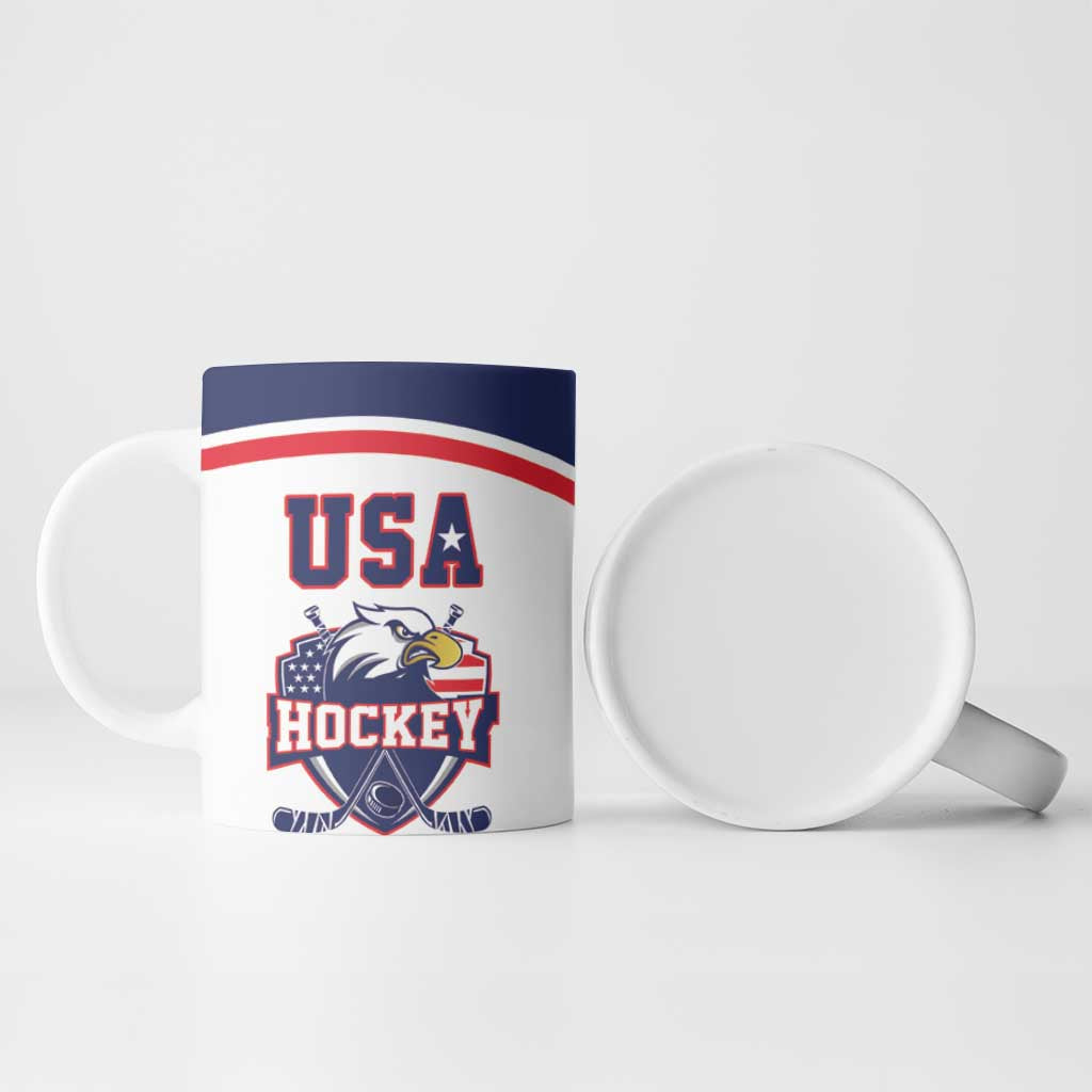 USA Ice Hockey Custom Ceramic Mug American Eagle Spirit White Version