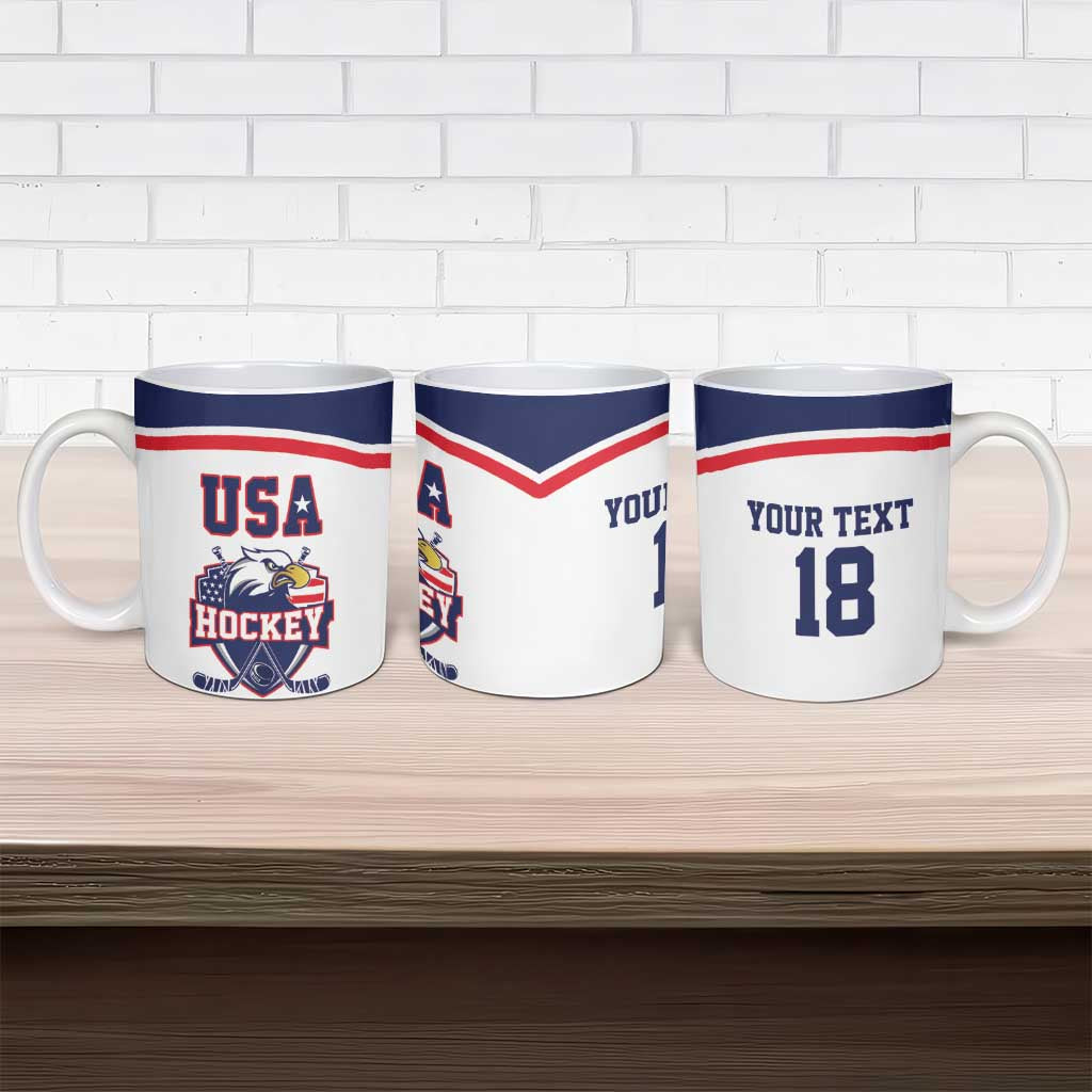 USA Ice Hockey Custom Ceramic Mug American Eagle Spirit White Version
