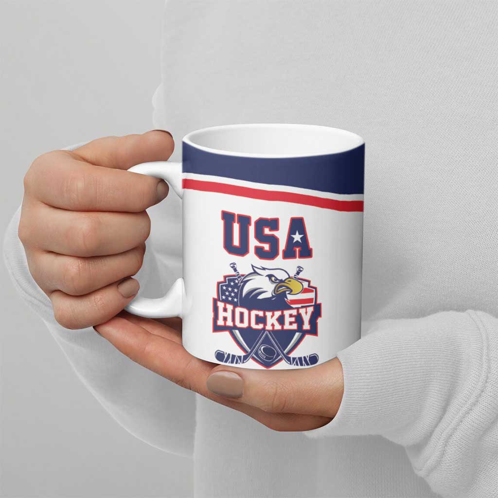 USA Ice Hockey Custom Ceramic Mug American Eagle Spirit White Version