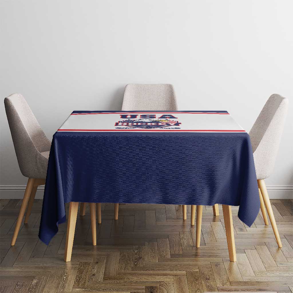 USA Ice Hockey Tablecloth American Eagle Spirit White Version