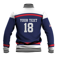 USA Ice Hockey Custom Baseball Jacket American Eagle Spirit Blue Version