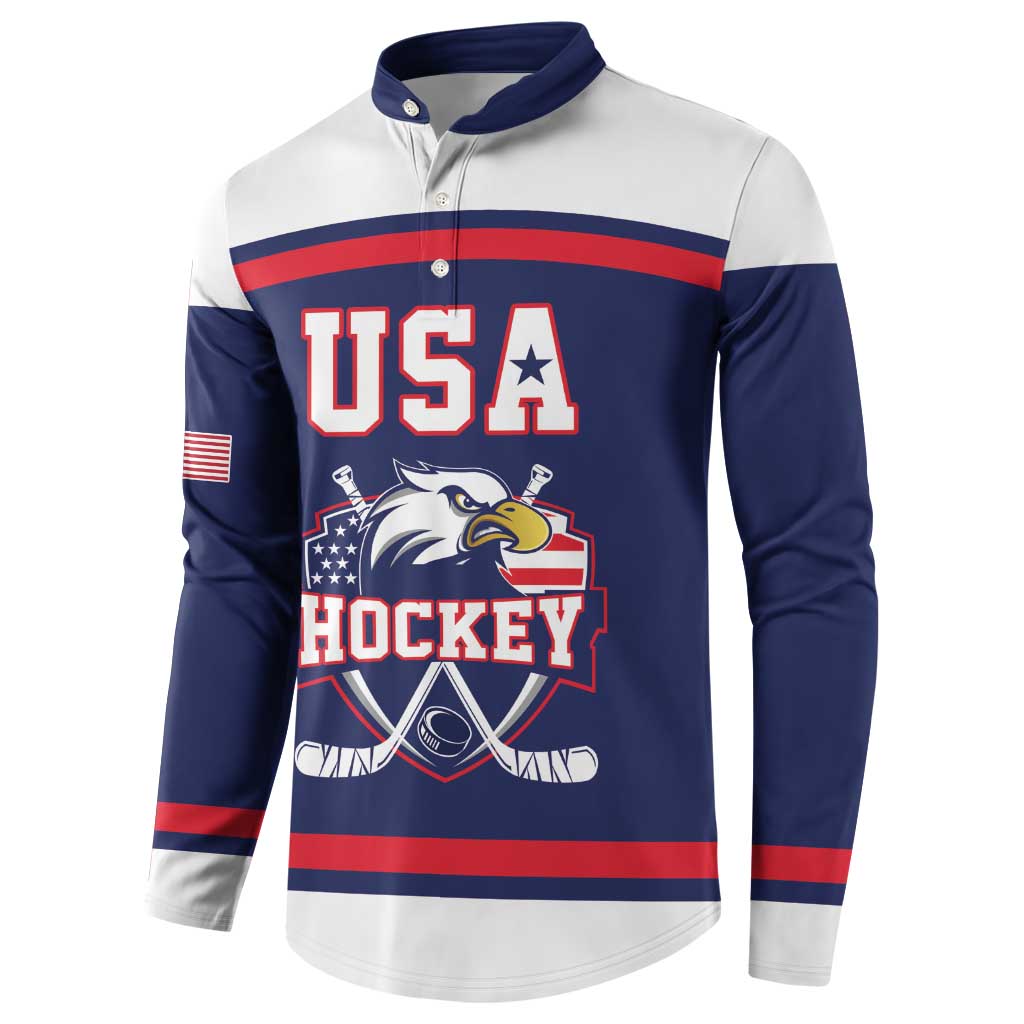 USA Ice Hockey Custom Button Sweatshirt American Eagle Spirit Blue Version