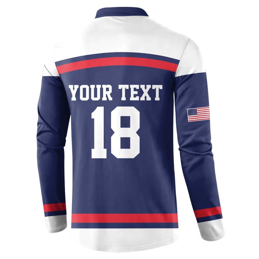 USA Ice Hockey Custom Button Sweatshirt American Eagle Spirit Blue Version