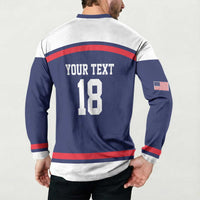 USA Ice Hockey Custom Button Sweatshirt American Eagle Spirit Blue Version
