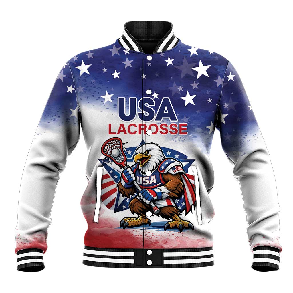 Custom USA Lacrosse Baseball Jacket American Eagle Mascot