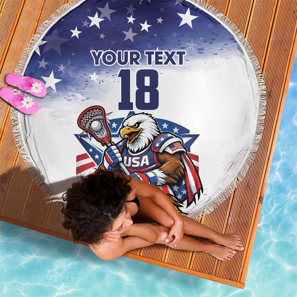 Custom USA Lacrosse Beach Blanket American Eagle Mascot