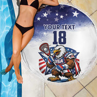 Custom USA Lacrosse Beach Blanket American Eagle Mascot