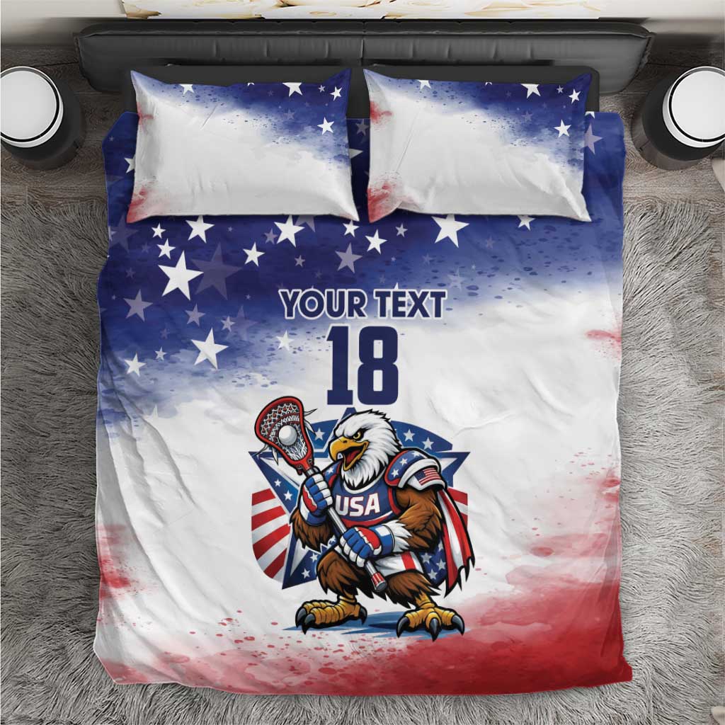 Custom USA Lacrosse Bedding Set American Eagle Mascot