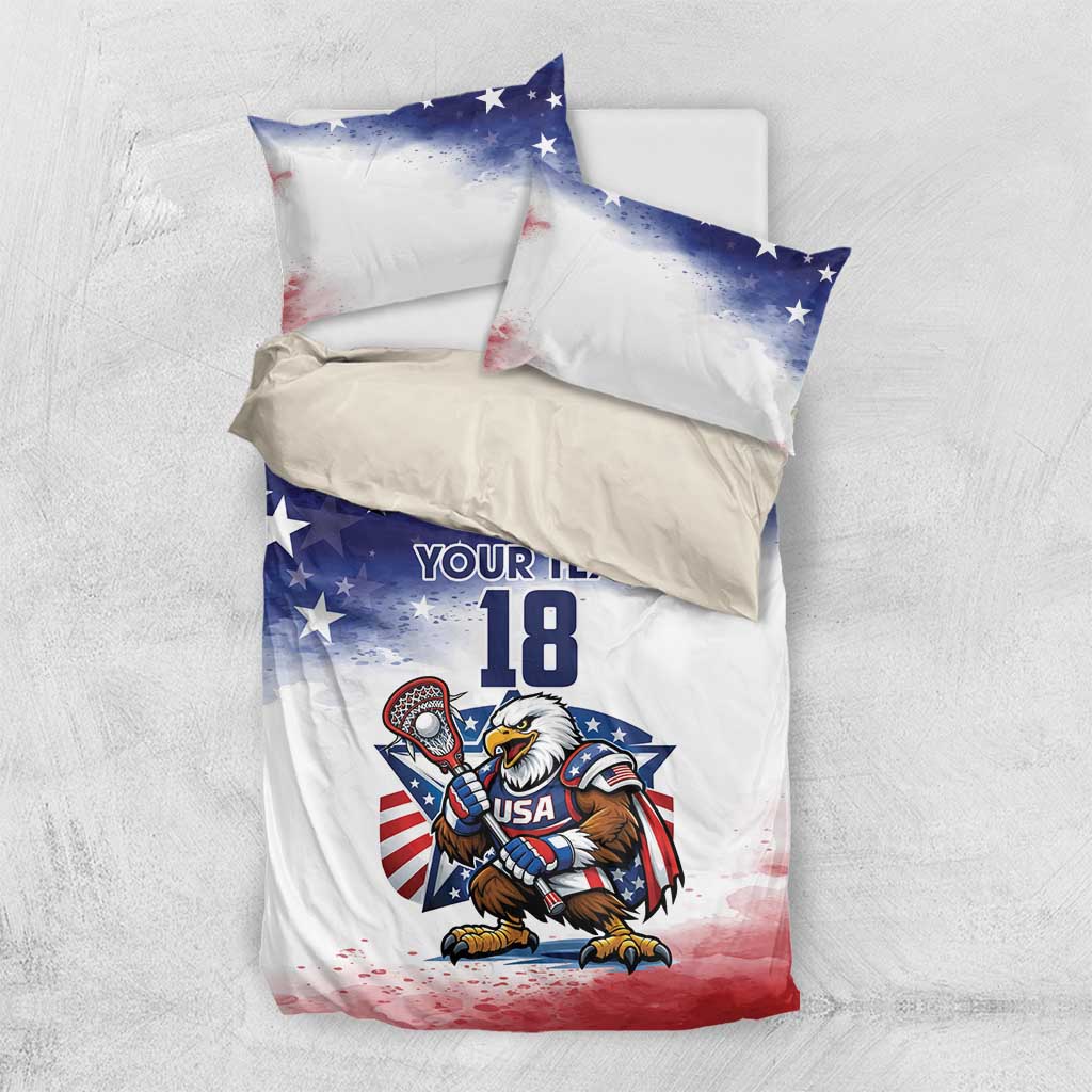 Custom USA Lacrosse Bedding Set American Eagle Mascot