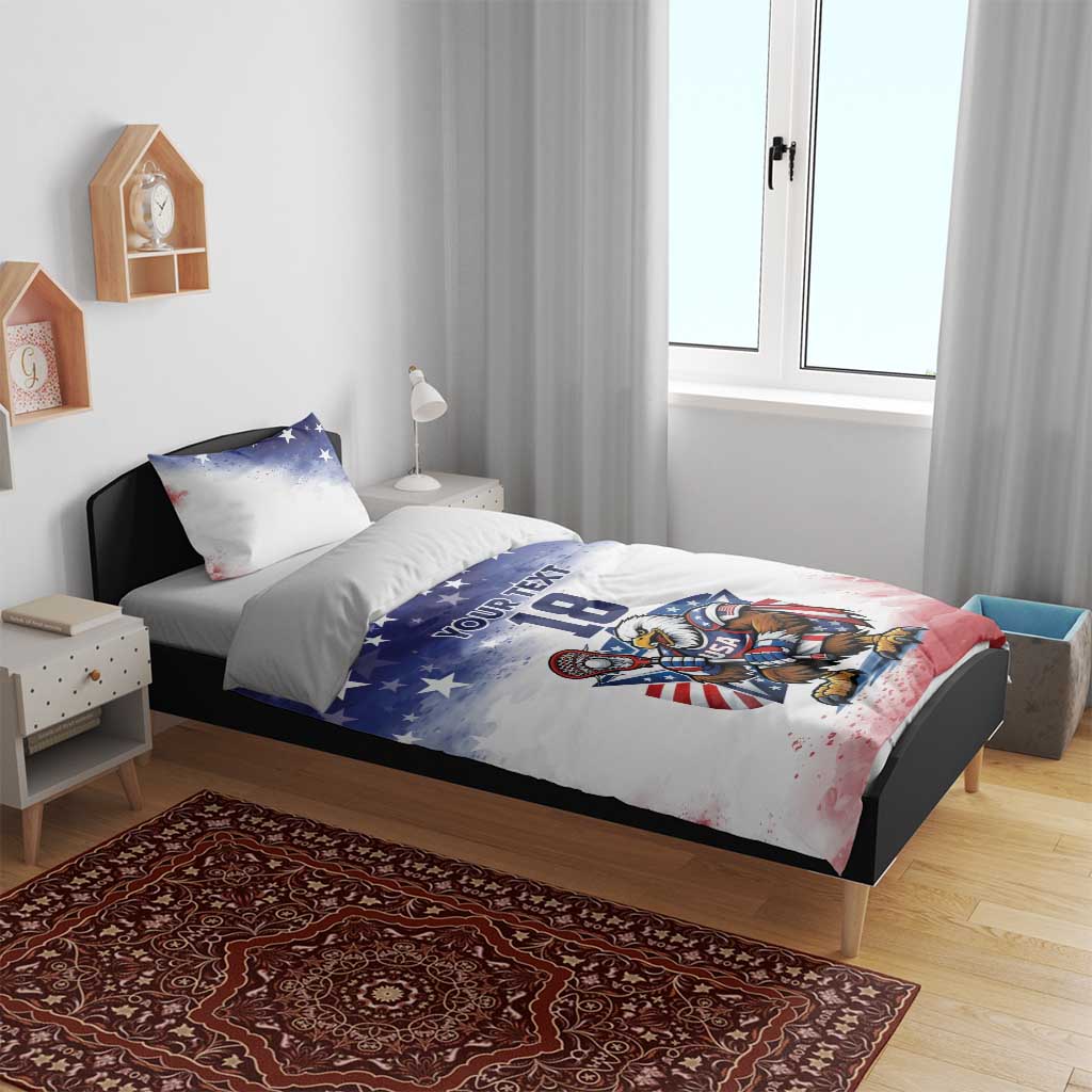Custom USA Lacrosse Bedding Set American Eagle Mascot