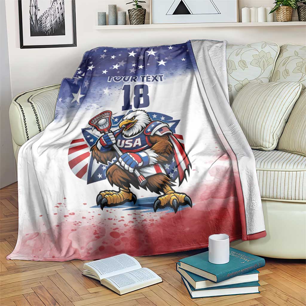 Custom USA Lacrosse Blanket American Eagle Mascot