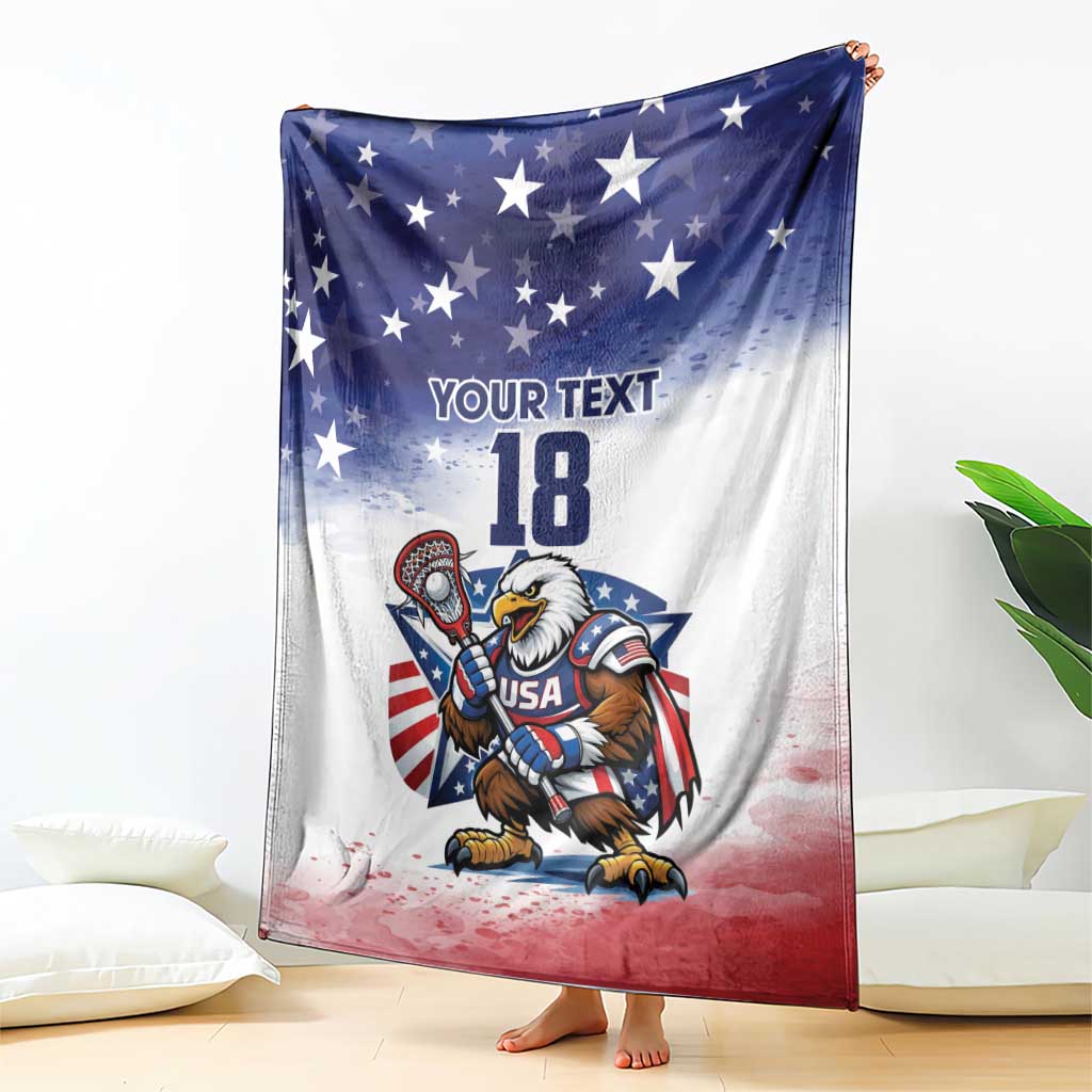 Custom USA Lacrosse Blanket American Eagle Mascot