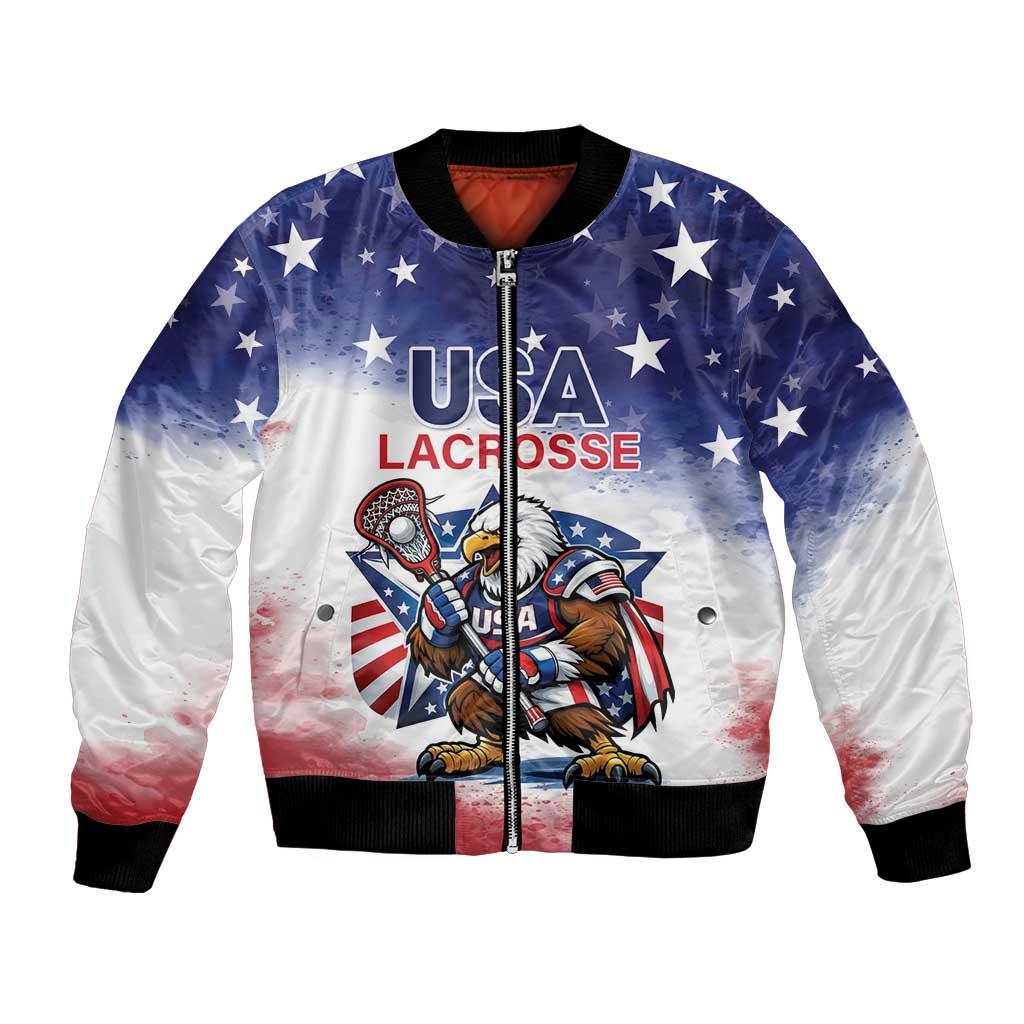 Custom USA Lacrosse Bomber Jacket American Eagle Mascot