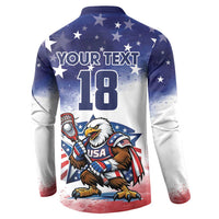 Custom USA Lacrosse Button Sweatshirt American Eagle Mascot