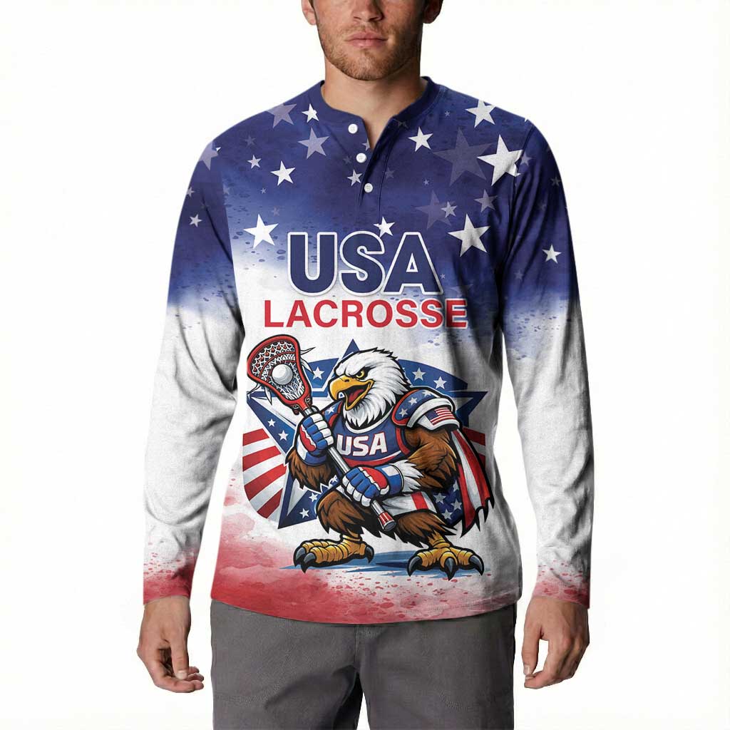 Custom USA Lacrosse Button Sweatshirt American Eagle Mascot