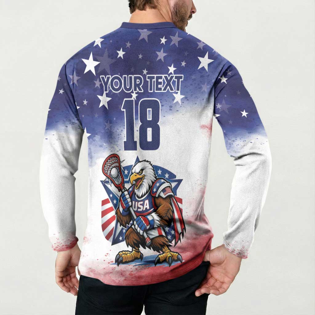 Custom USA Lacrosse Button Sweatshirt American Eagle Mascot