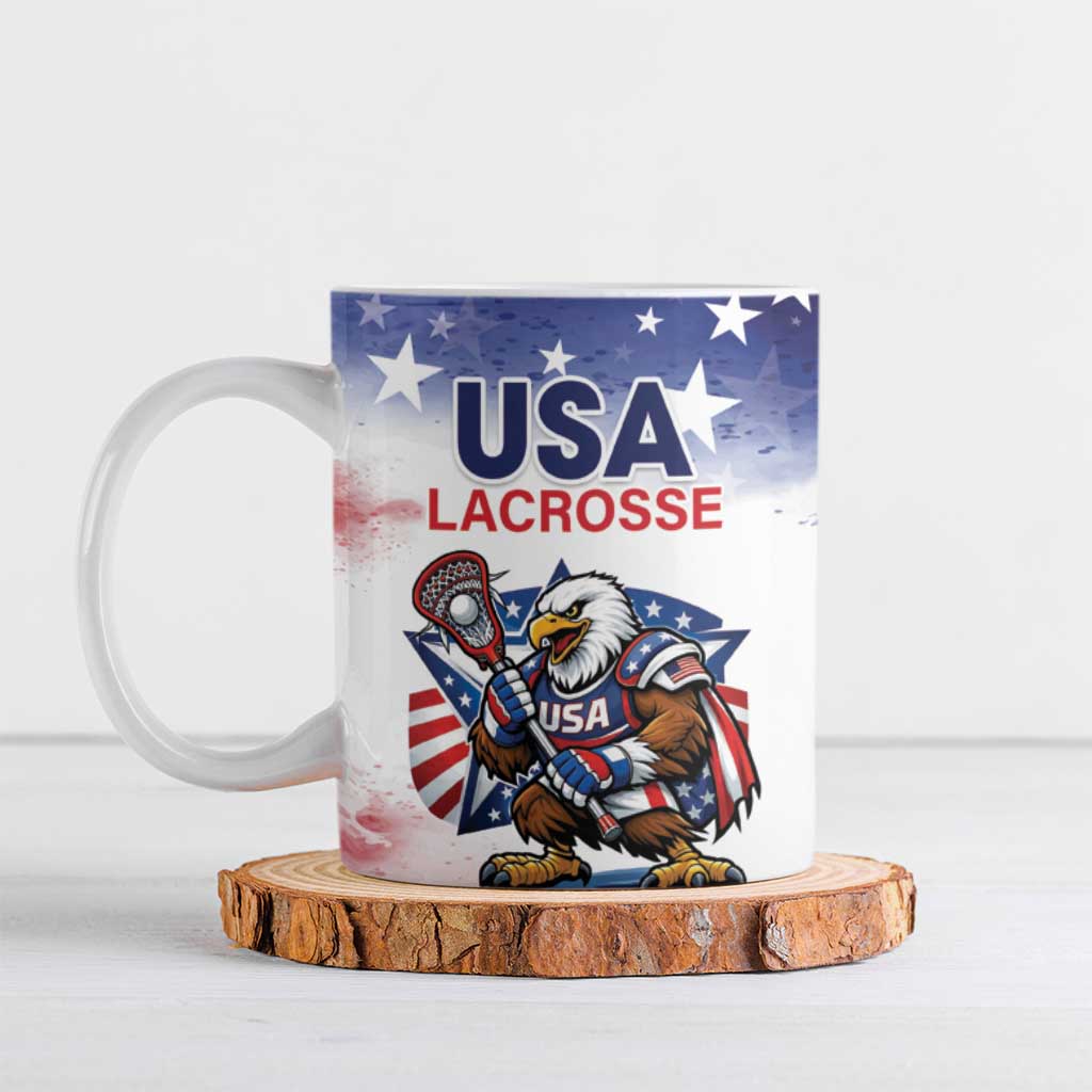 Custom USA Lacrosse Ceramic Mug American Eagle Mascot