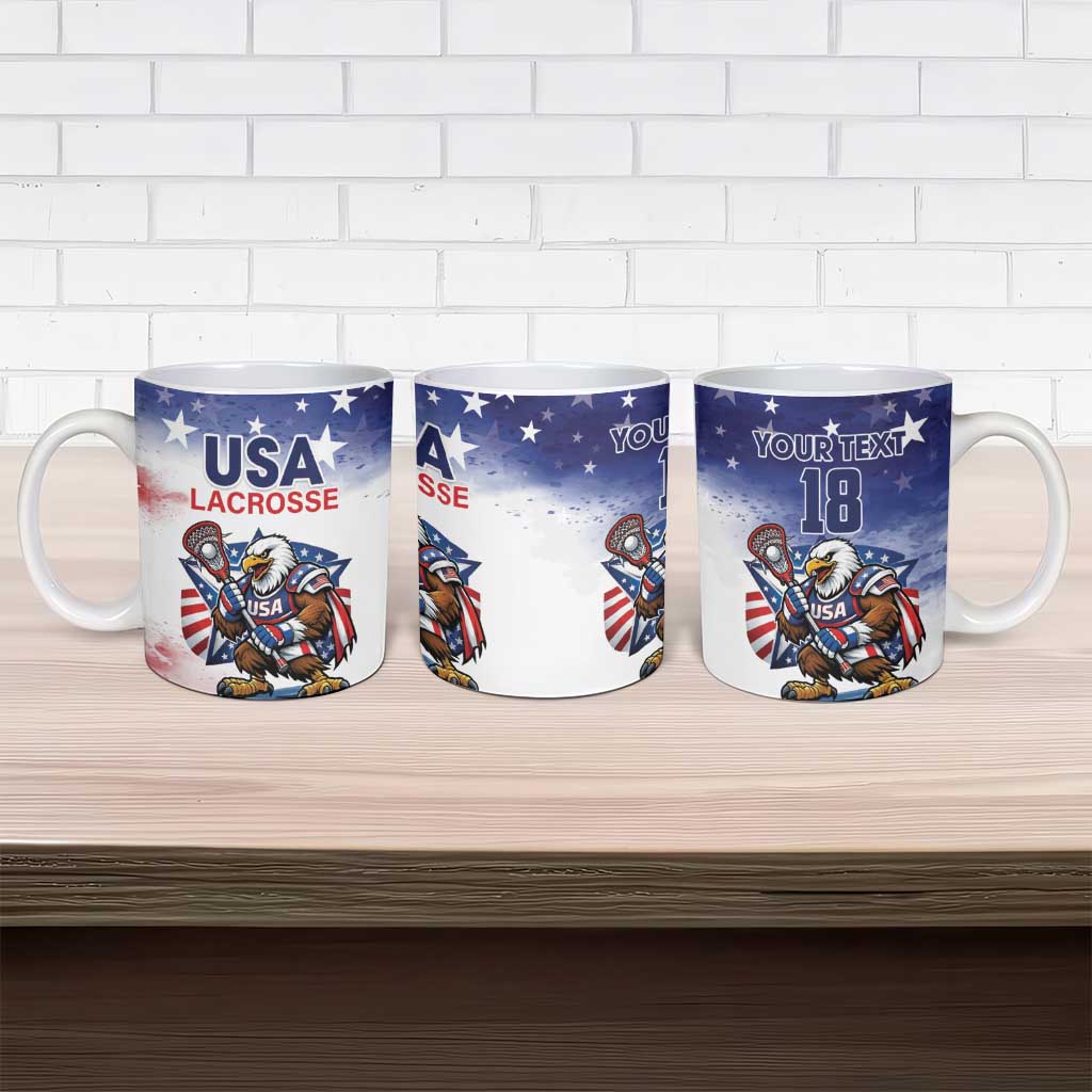 Custom USA Lacrosse Ceramic Mug American Eagle Mascot