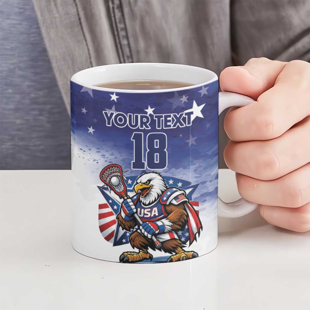 Custom USA Lacrosse Ceramic Mug American Eagle Mascot