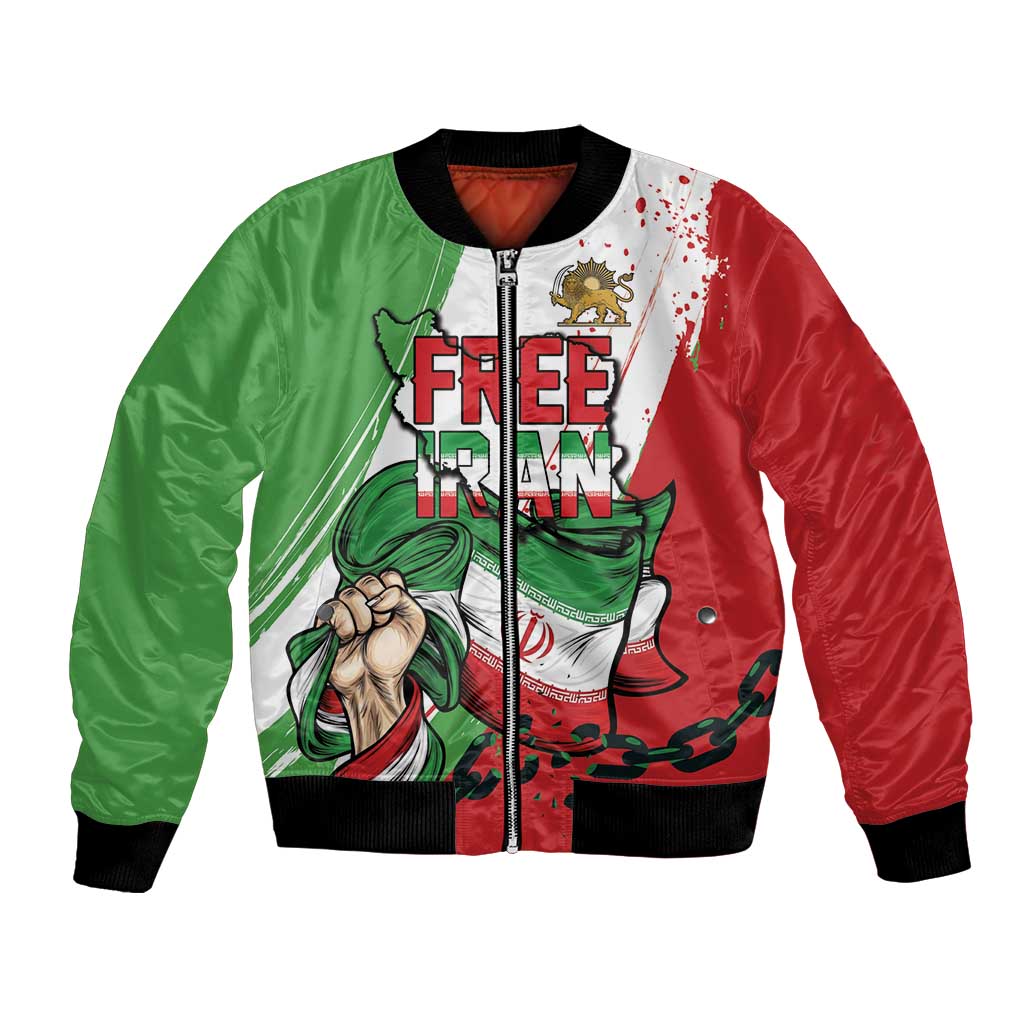 Free Iran Lion and Sun Personalized Bomber Jacket Persian Freedom Protest