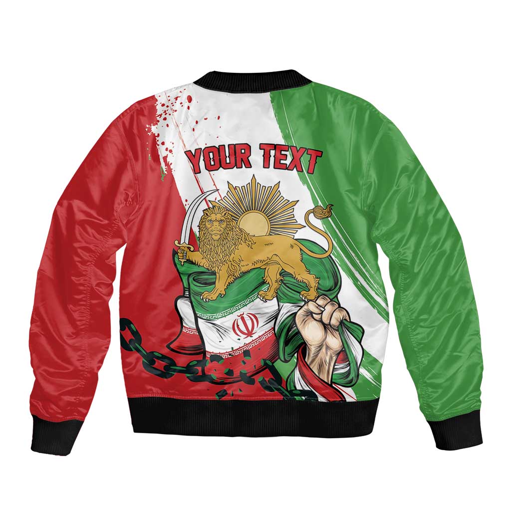 Free Iran Lion and Sun Personalized Bomber Jacket Persian Freedom Protest