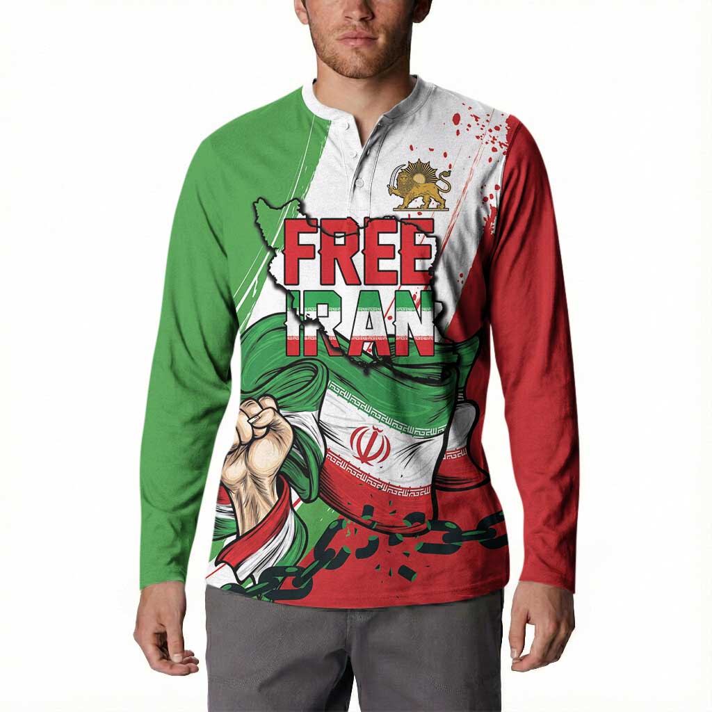 Free Iran Lion and Sun Personalized Button Sweatshirt Persian Freedom Protest