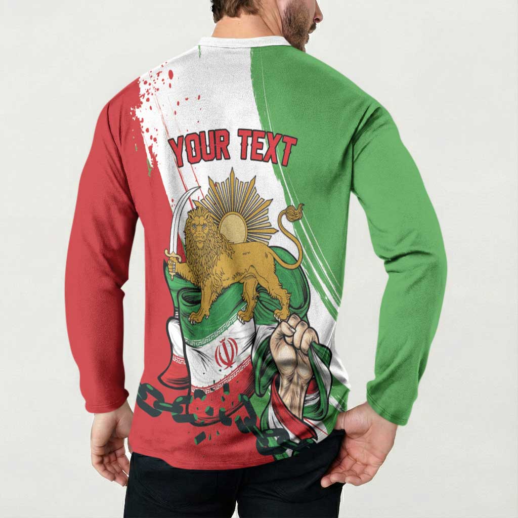 Free Iran Lion and Sun Personalized Button Sweatshirt Persian Freedom Protest