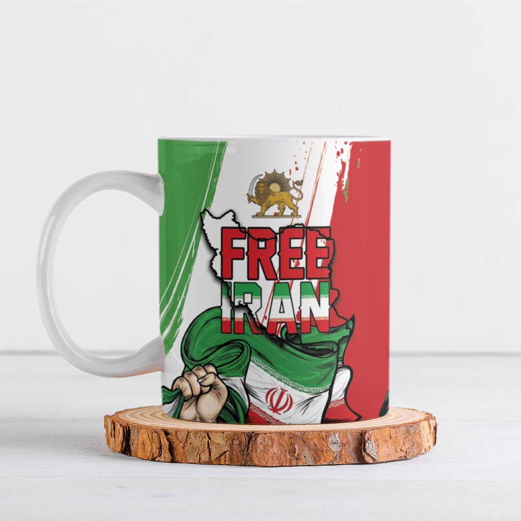 Free Iran Lion and Sun Personalized Ceramic Mug Persian Freedom Protest