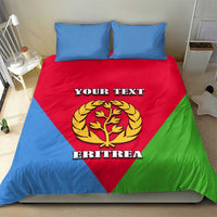 Eritrea flag bedding set with personalized text and golden crest emblem on the duvet front