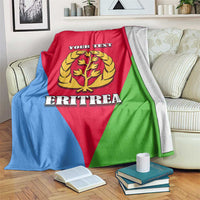 Personalized Eritrea emblem blanket in red, blue, and green with “YOUR TEXT” and “ERITREA”