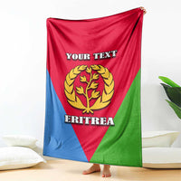 Personalized Eritrea emblem blanket draped with “YOUR TEXT” and “ERITREA” over red, blue, green