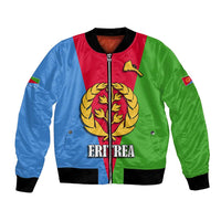 Personalized Eritrea bomber jacket front with laurel emblem, ERITREA text, zipper