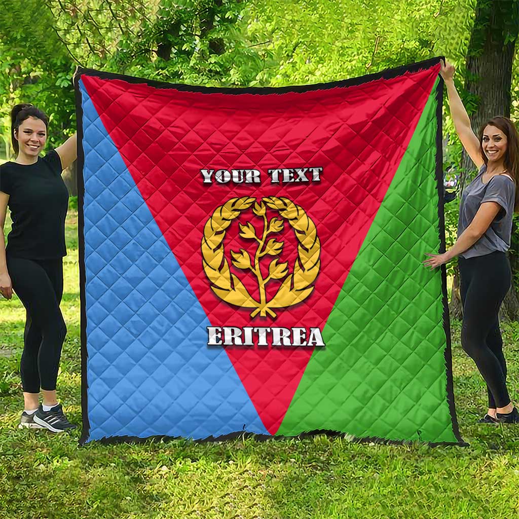Personalized Eritrea emblem quilt with flag colors and “ERITREA” beneath gold crest