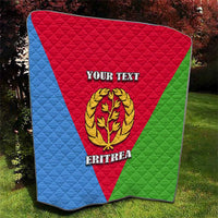 Personalized Eritrea emblem quilt, red-blue-green triangular flag with “YOUR TEXT”