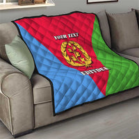 Personalized Eritrea emblem quilt on sofa, red-blue-green flag design with crest