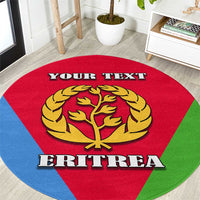 Round Eritrea emblem carpet with red-blue-green flag colors and custom text