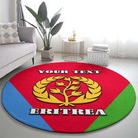 Round Eritrea emblem carpet with custom text and tree design in flag colors