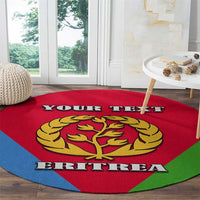 Round carpet with Eritrea emblem tree, large custom text, and red-blue-green flag colors