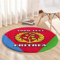 Round Eritrea emblem carpet with custom text, yellow tree logo on red-blue-green background