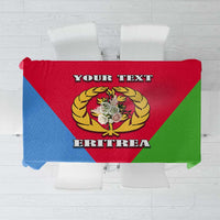 Personalized Eritrea tablecloth with emblem, red/blue/green flag, and 'YOUR TEXT'.