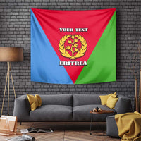 Personalized Eritrea flag tapestry with gold wreath emblem and 'YOUR TEXT' header