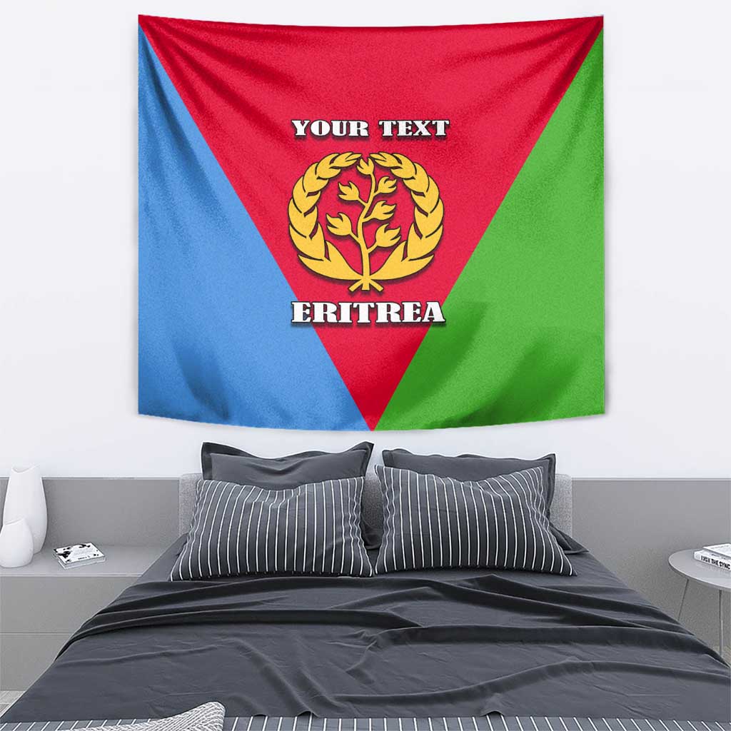 Personalized Eritrea emblem tapestry featuring 'ERITREA' text and 'YOUR TEXT'