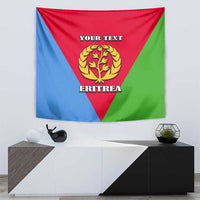 Personalized Eritrea flag tapestry with gold emblem, 'ERITREA' lettering and 'YOUR TEXT'