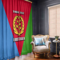 Eritrea flag curtain with gold emblem and custom text, red blue green panels