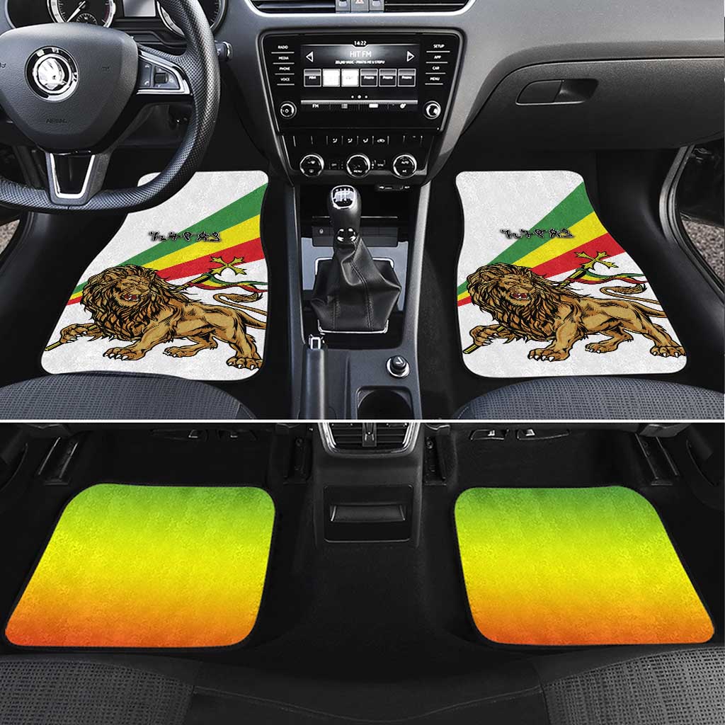 Ethiopia Car Mats Lion Of Judah Emblem With Cross - Wonder Print Shop