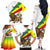 Ethiopia Family Matching Off The Shoulder Long Sleeve Dress and Hawaiian Shirt Lion Of Judah Emblem With Cross