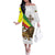 Ethiopia Family Matching Off The Shoulder Long Sleeve Dress and Hawaiian Shirt Lion Of Judah Emblem With Cross